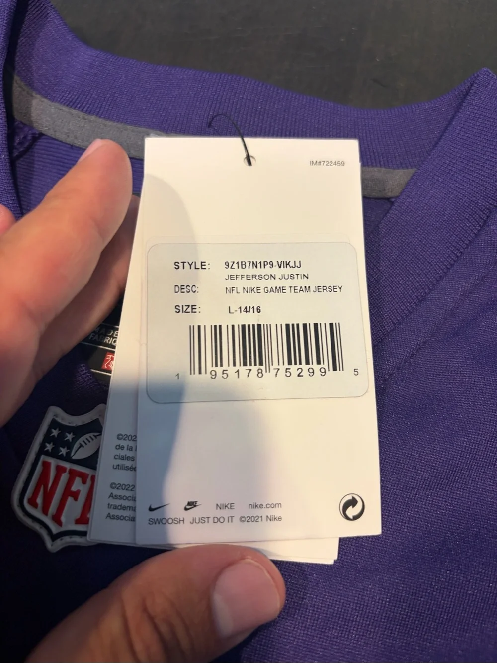 NWT Nike Minnesota Vikings Youth Large NFL Jersey Justin Jefferson